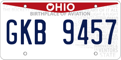 OH license plate GKB9457