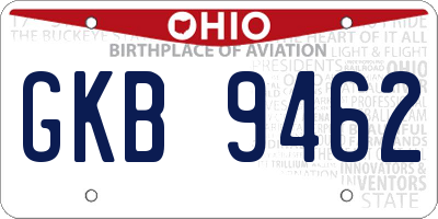 OH license plate GKB9462
