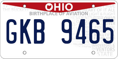 OH license plate GKB9465