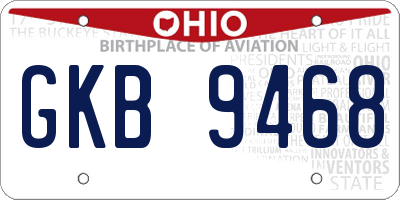 OH license plate GKB9468