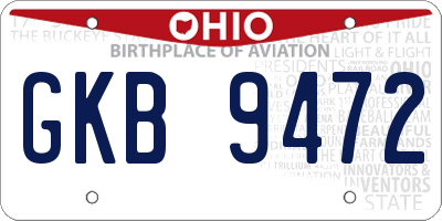 OH license plate GKB9472