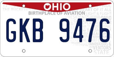 OH license plate GKB9476