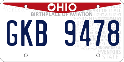 OH license plate GKB9478