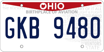 OH license plate GKB9480