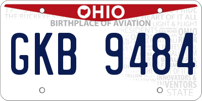 OH license plate GKB9484