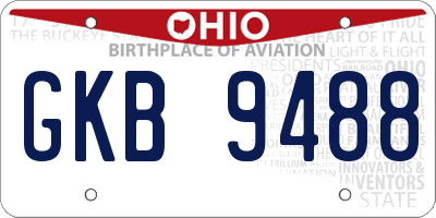 OH license plate GKB9488