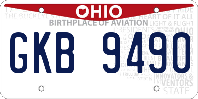 OH license plate GKB9490