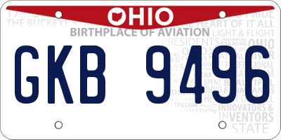 OH license plate GKB9496