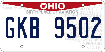 OH license plate GKB9502
