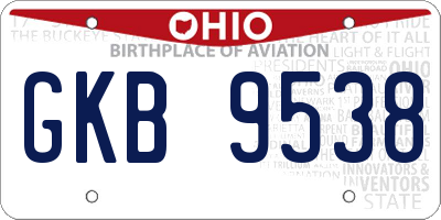 OH license plate GKB9538