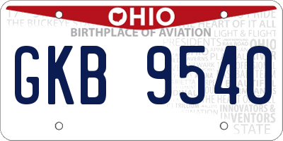 OH license plate GKB9540