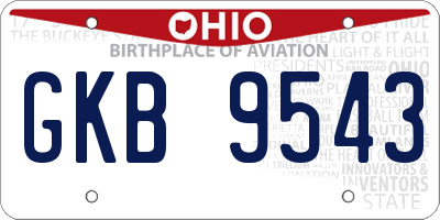 OH license plate GKB9543
