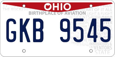 OH license plate GKB9545
