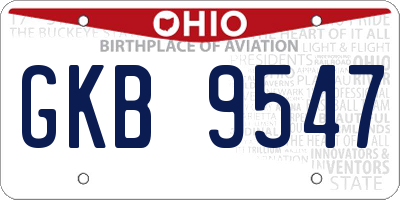 OH license plate GKB9547