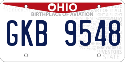OH license plate GKB9548