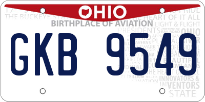 OH license plate GKB9549