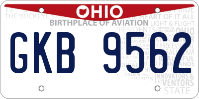 OH license plate GKB9562