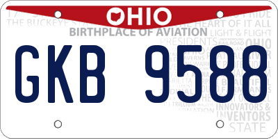 OH license plate GKB9588