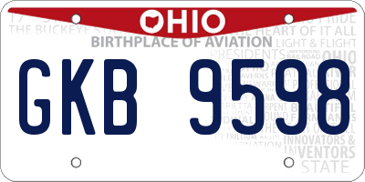 OH license plate GKB9598