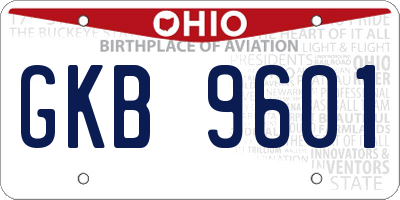 OH license plate GKB9601