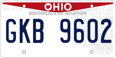OH license plate GKB9602