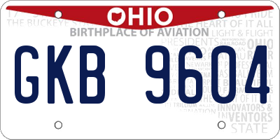 OH license plate GKB9604
