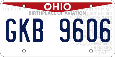 OH license plate GKB9606
