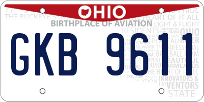 OH license plate GKB9611