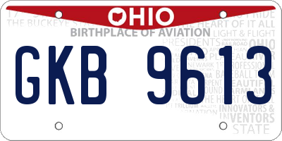 OH license plate GKB9613