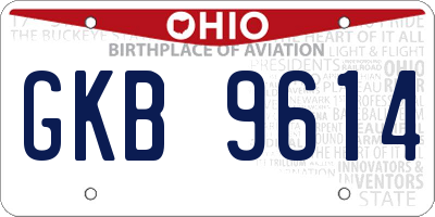 OH license plate GKB9614