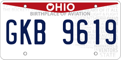 OH license plate GKB9619