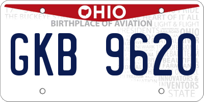 OH license plate GKB9620