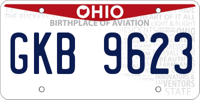 OH license plate GKB9623