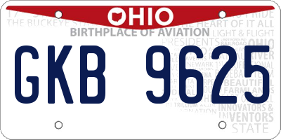 OH license plate GKB9625
