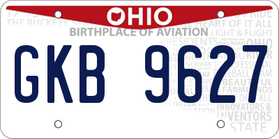 OH license plate GKB9627