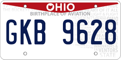 OH license plate GKB9628