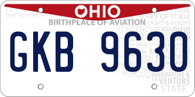 OH license plate GKB9630