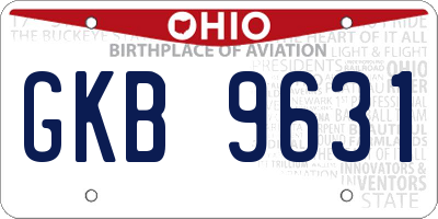 OH license plate GKB9631