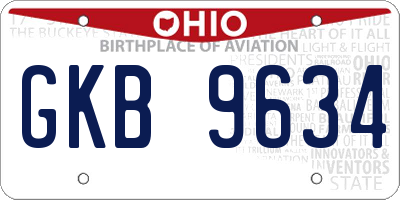 OH license plate GKB9634