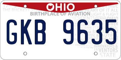 OH license plate GKB9635
