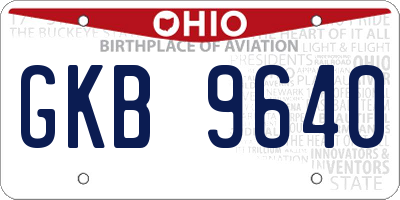 OH license plate GKB9640