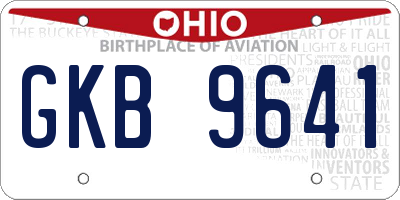 OH license plate GKB9641