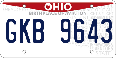 OH license plate GKB9643