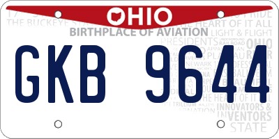OH license plate GKB9644