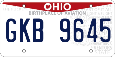 OH license plate GKB9645