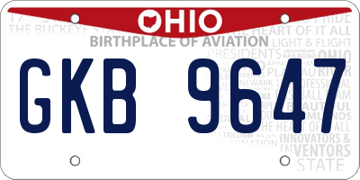 OH license plate GKB9647
