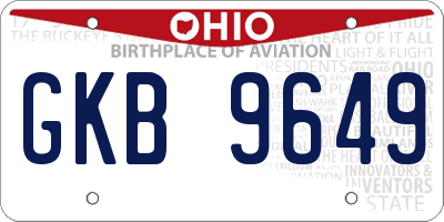 OH license plate GKB9649