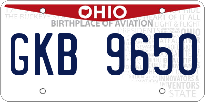 OH license plate GKB9650