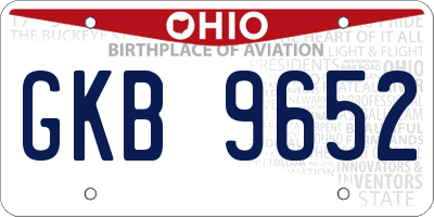 OH license plate GKB9652
