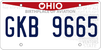 OH license plate GKB9665